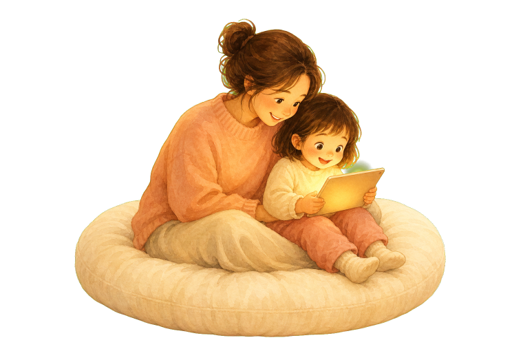 A parent and child enjoying the Sparkwise learning app together