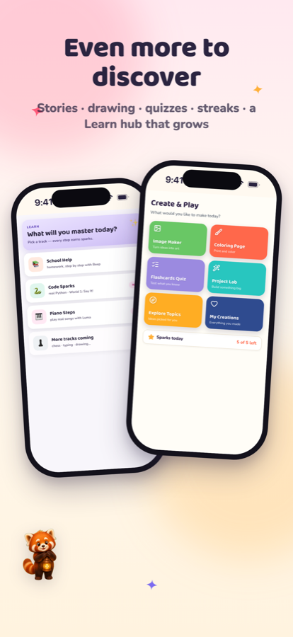 Sparkwise Create Studio and learning games — AI art, coloring pages, quizzes, projects and achievements